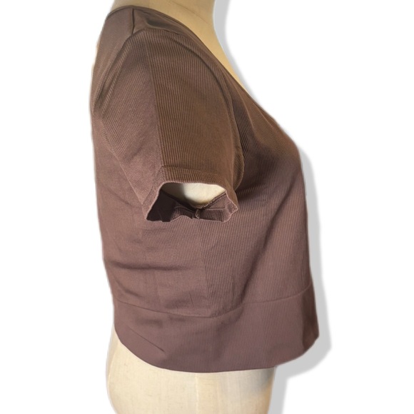 NWT Athleta Aurora Seamless Short Sleeve Crop Top XL Smoky Rose Yoga Gym - Picture 3 of 11